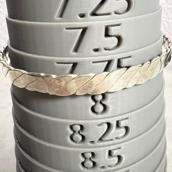 Mexico Sterling Silver Twisted Rope Bangle Bracelet Size 7.75 0.25" wide 13.8g - Picture 2 of 7